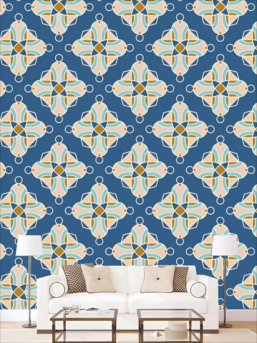 

KSHIRSA Blue & Beige Printed Self Adhesive 3D Sticker
