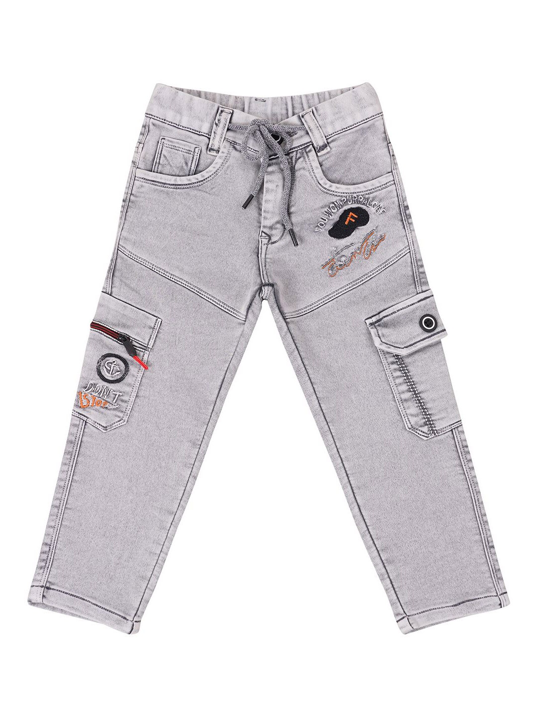 

BAESD Boys Comfort Printed Stretchable Cargo Jeans, Grey