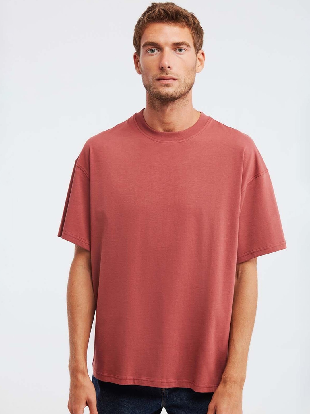 

GRIMELANGE Round Neck Cotton T-shirt, Rust