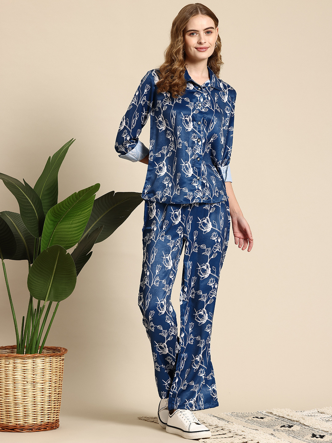 

Mast & Harbour Floral Printed Shirt & Trousers, Blue
