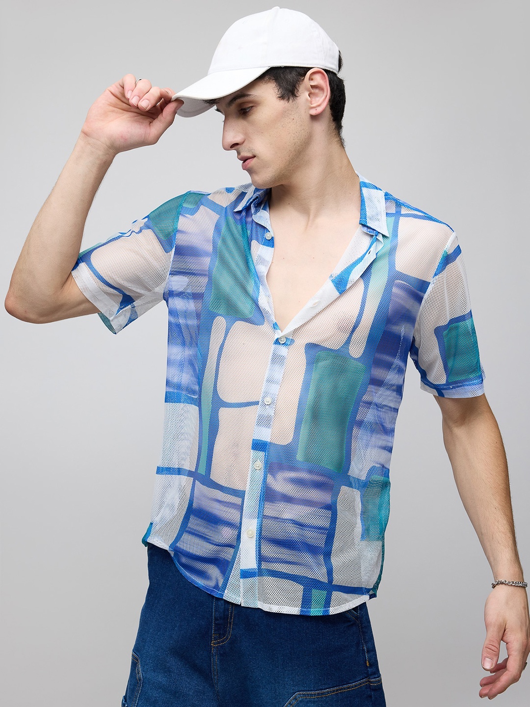 

FREAKINS Geometric Printed Casual Shirt, Blue