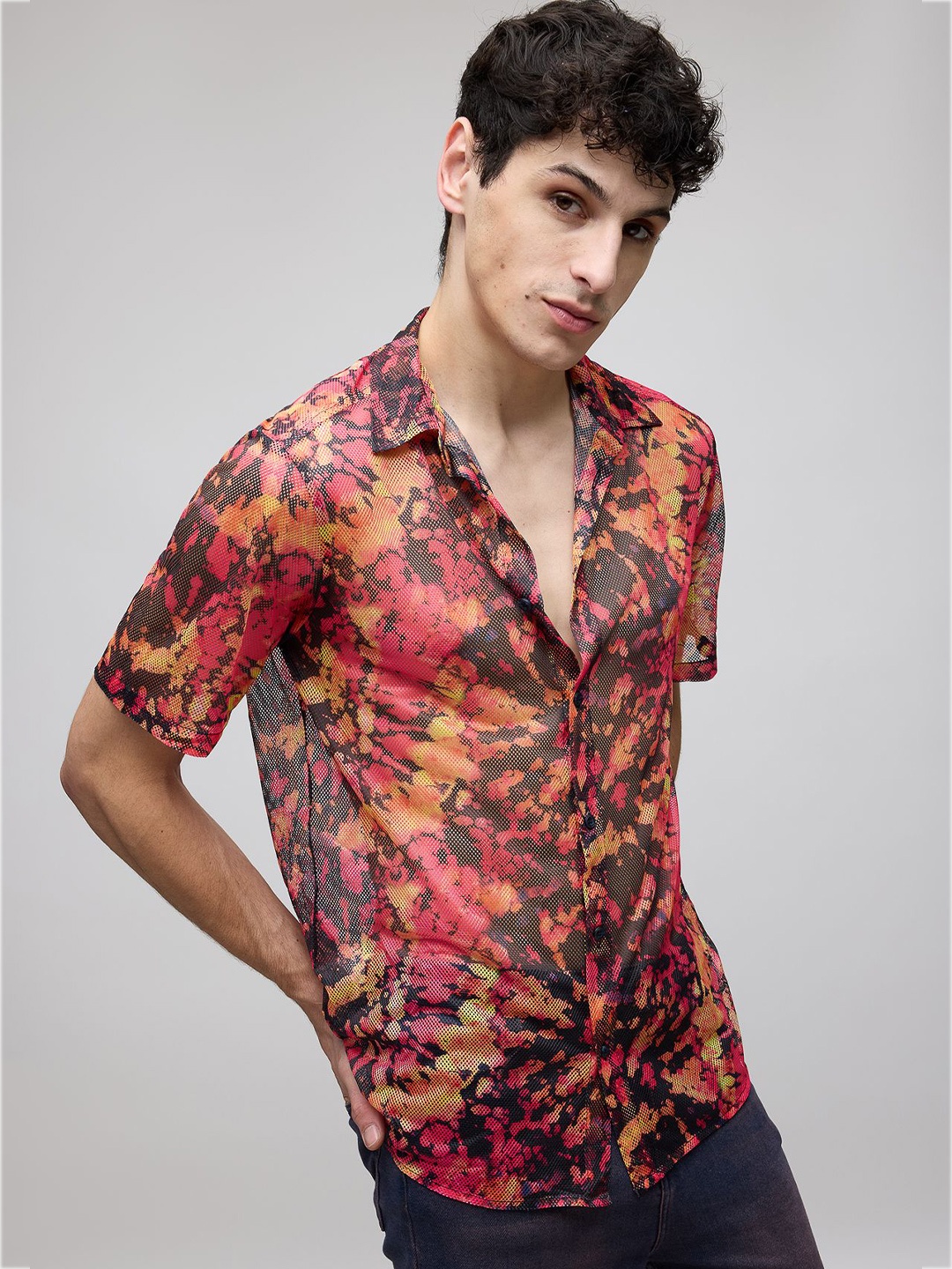 

FREAKINS Men Floral Spread Collar Printed Casual Shirt, Red