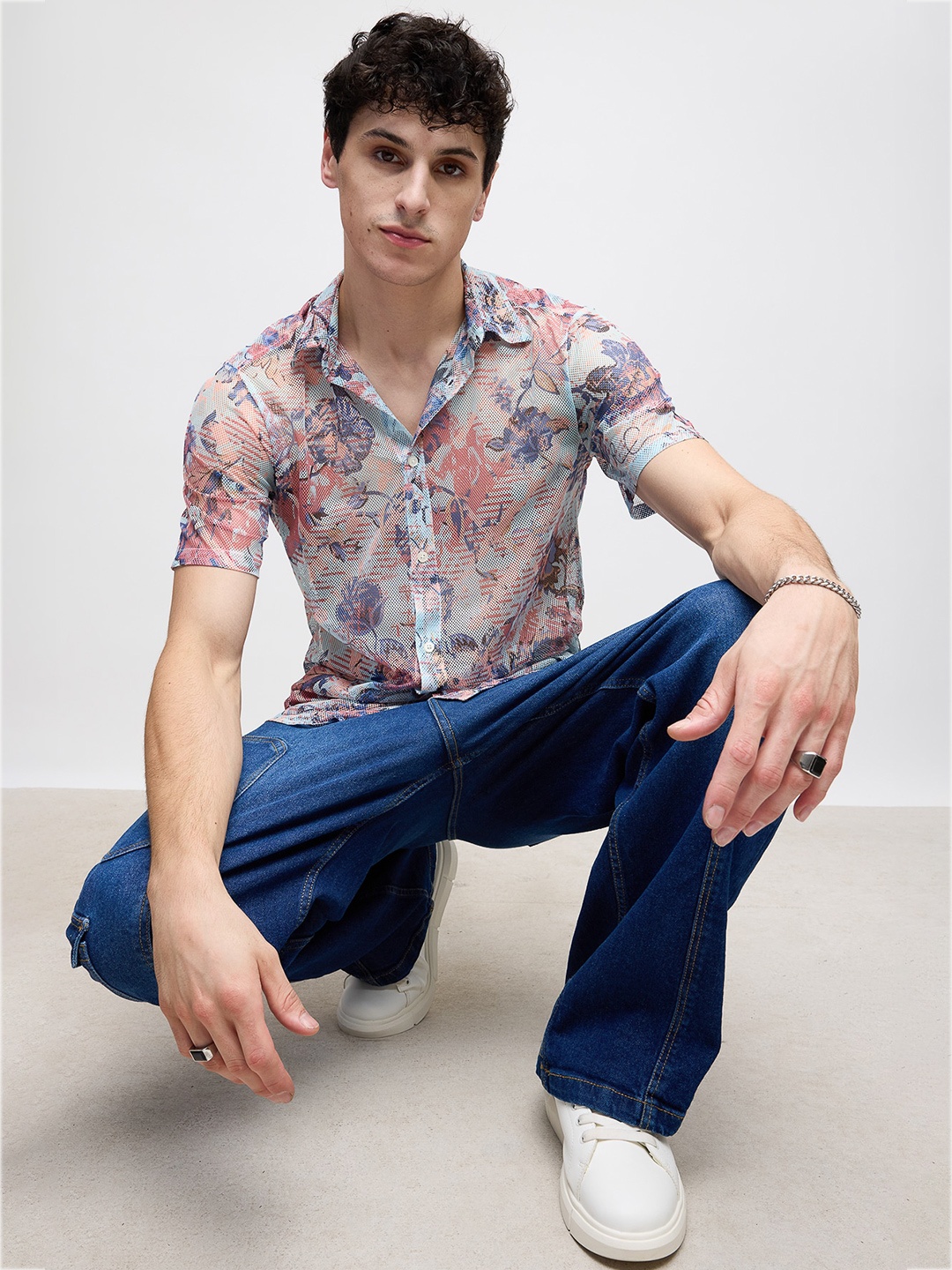 

FREAKINS Floral Printed Casual Shirt, Off white