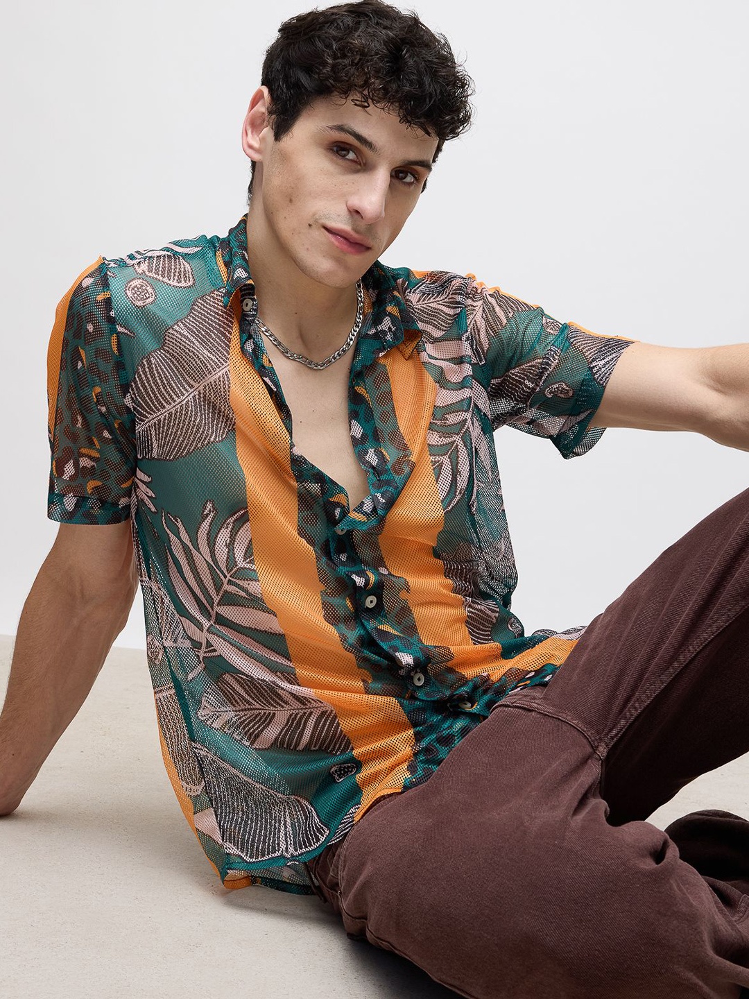 

FREAKINS Floral Spread Collar Printed Casual Shirt, Green