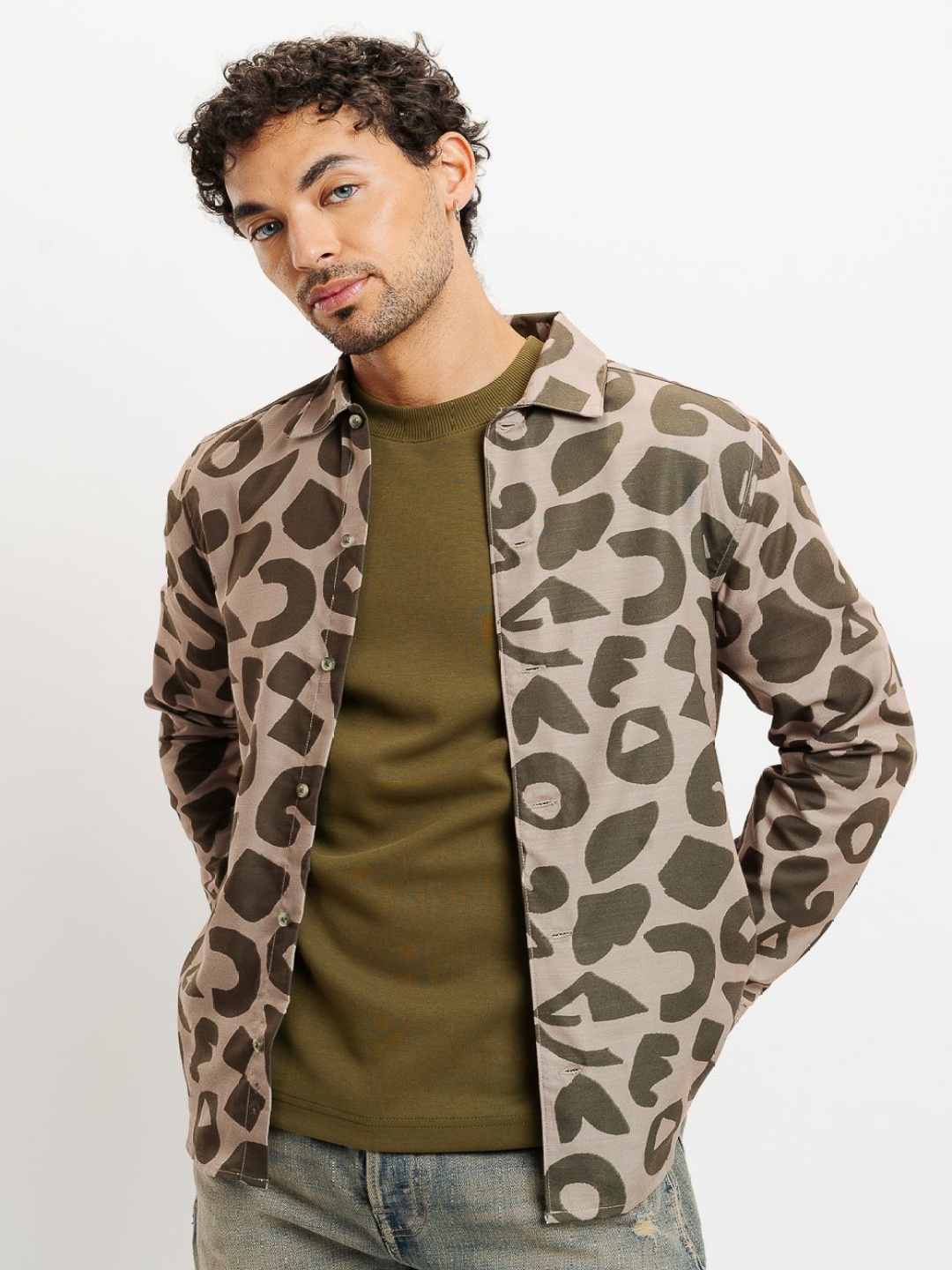 

FREAKINS Abstract Printed Casual Shirt, Brown