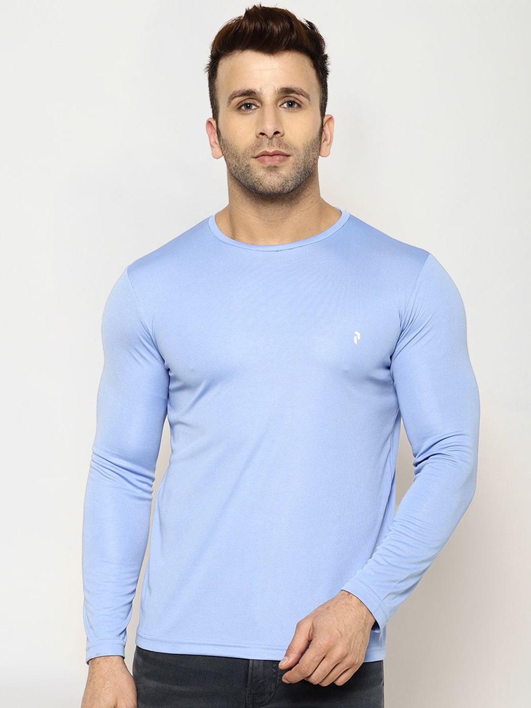 

PERFKT-U Men Solid Round Neck T-shirt, Blue