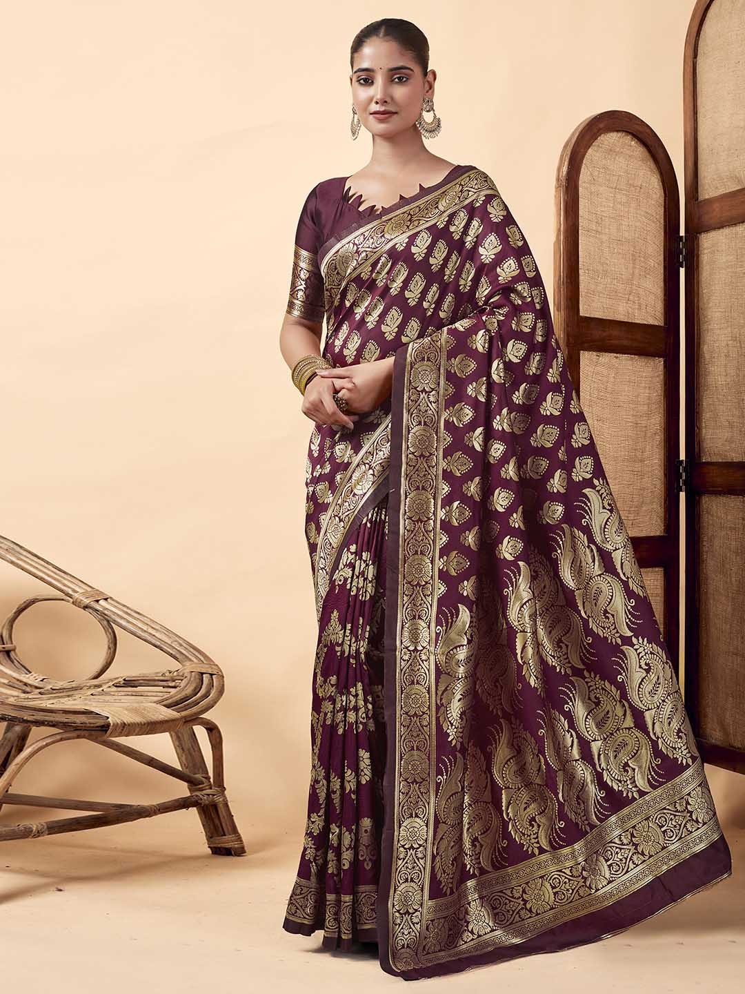 

KALINI Woven Design Zari Banarasi Saree, Maroon