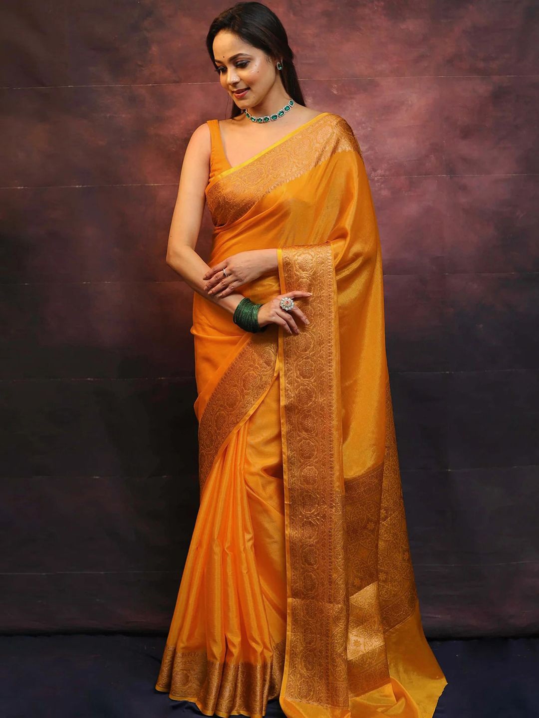 

KALINI Zari Banarasi Saree, Yellow