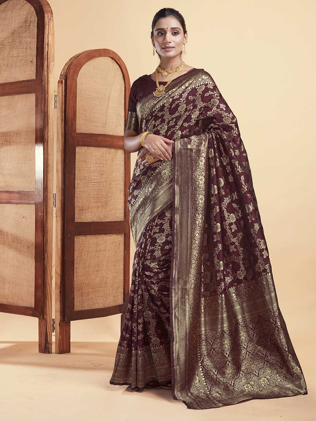 

KALINI Woven Design Zari Banarasi Saree, Maroon