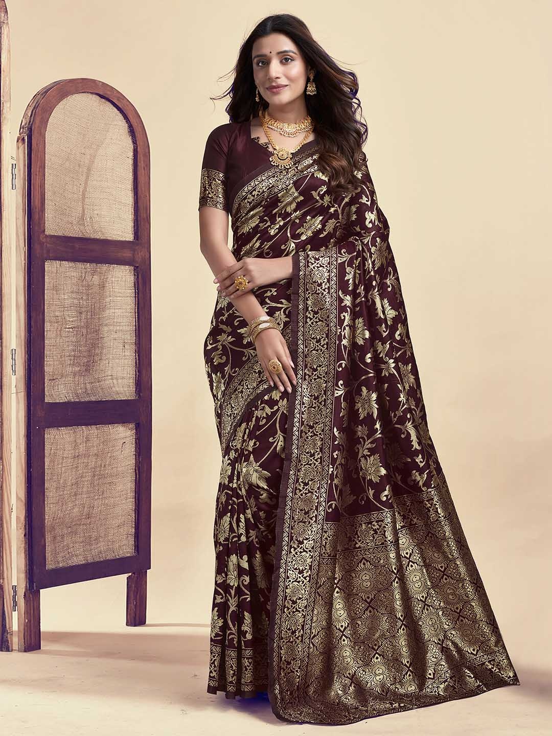 

KALINI Woven Design Zari Banarasi Saree, Maroon