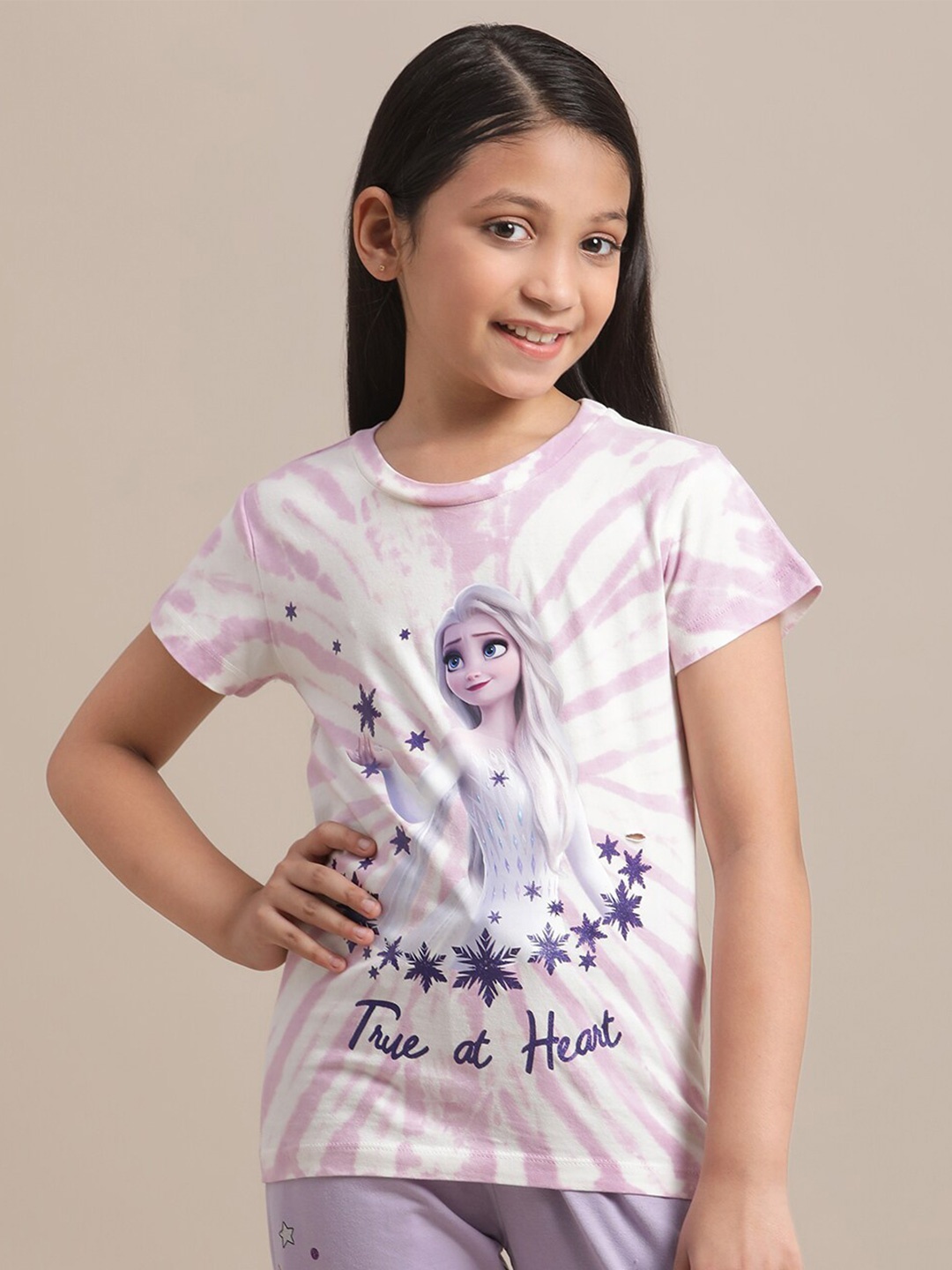 

Kids Ville Girls Frozen Printed Pure Cotton T-Shirt, White