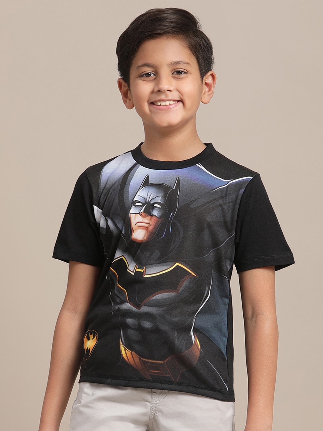 

Kids Ville Boys Batman Printed Pure Cotton T-Shirt, Black