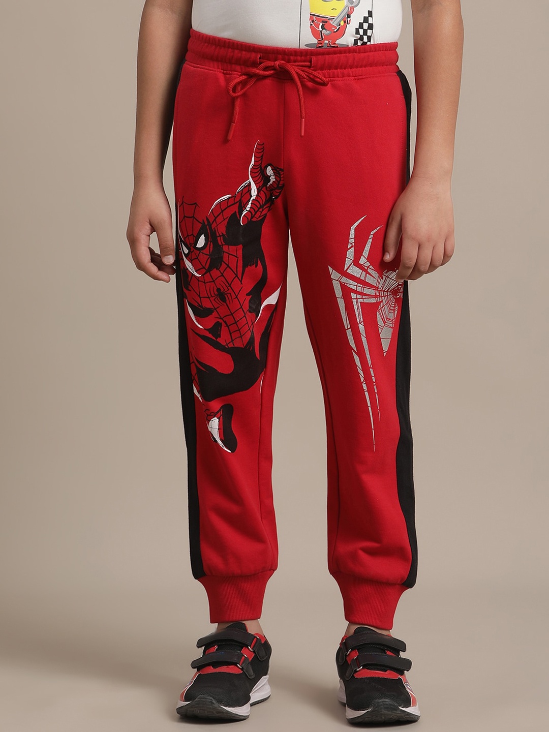 

Kids Ville Boys Spiderman Printed Mid-Rise Joggers, Red