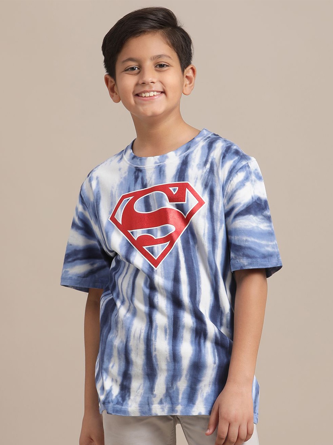 

Kids Ville Boys Dyed Superman Printed Pure Cotton Tshirts, White