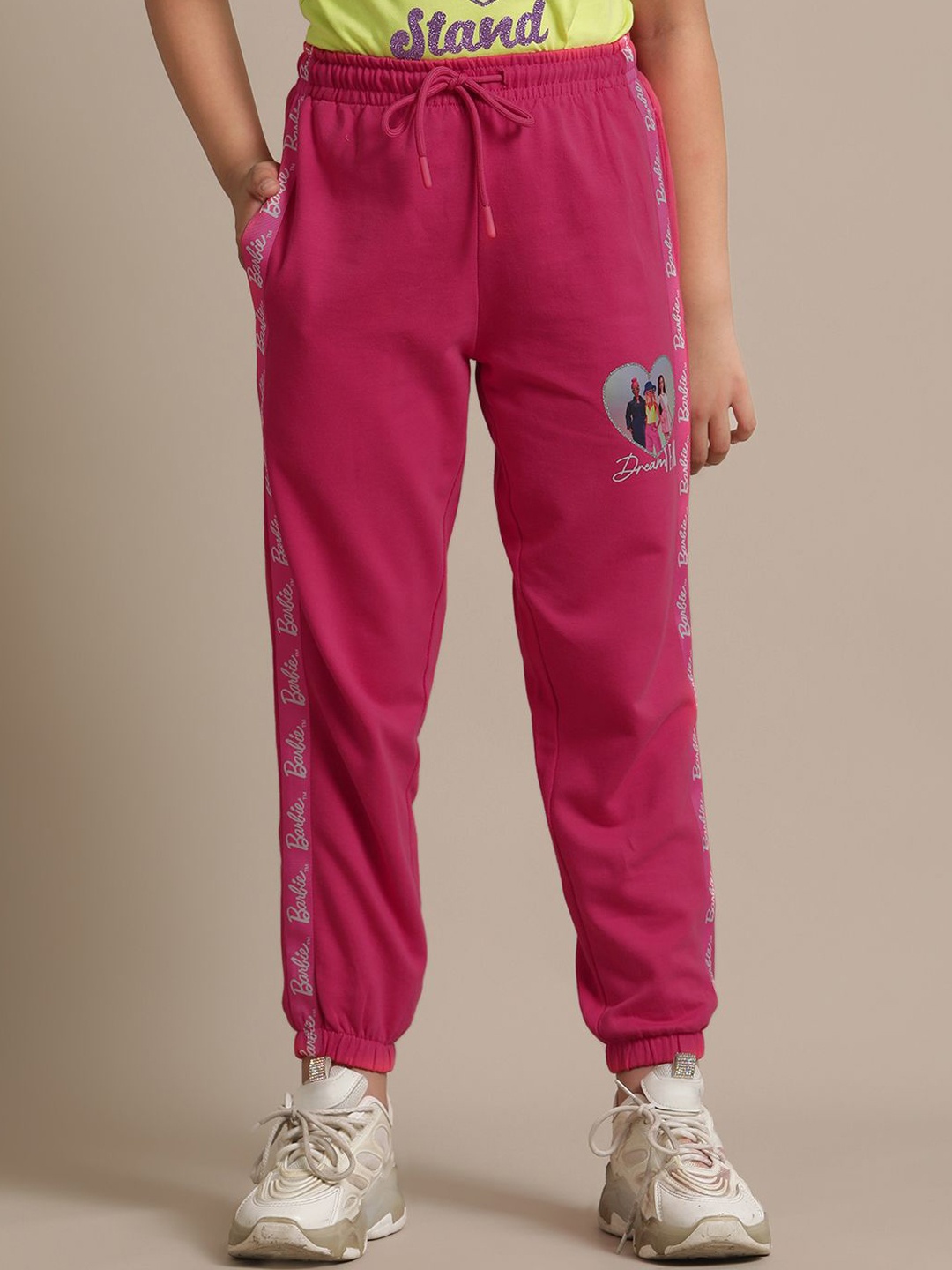 

Kids Ville Girls Barbie Printed Joggers, Pink