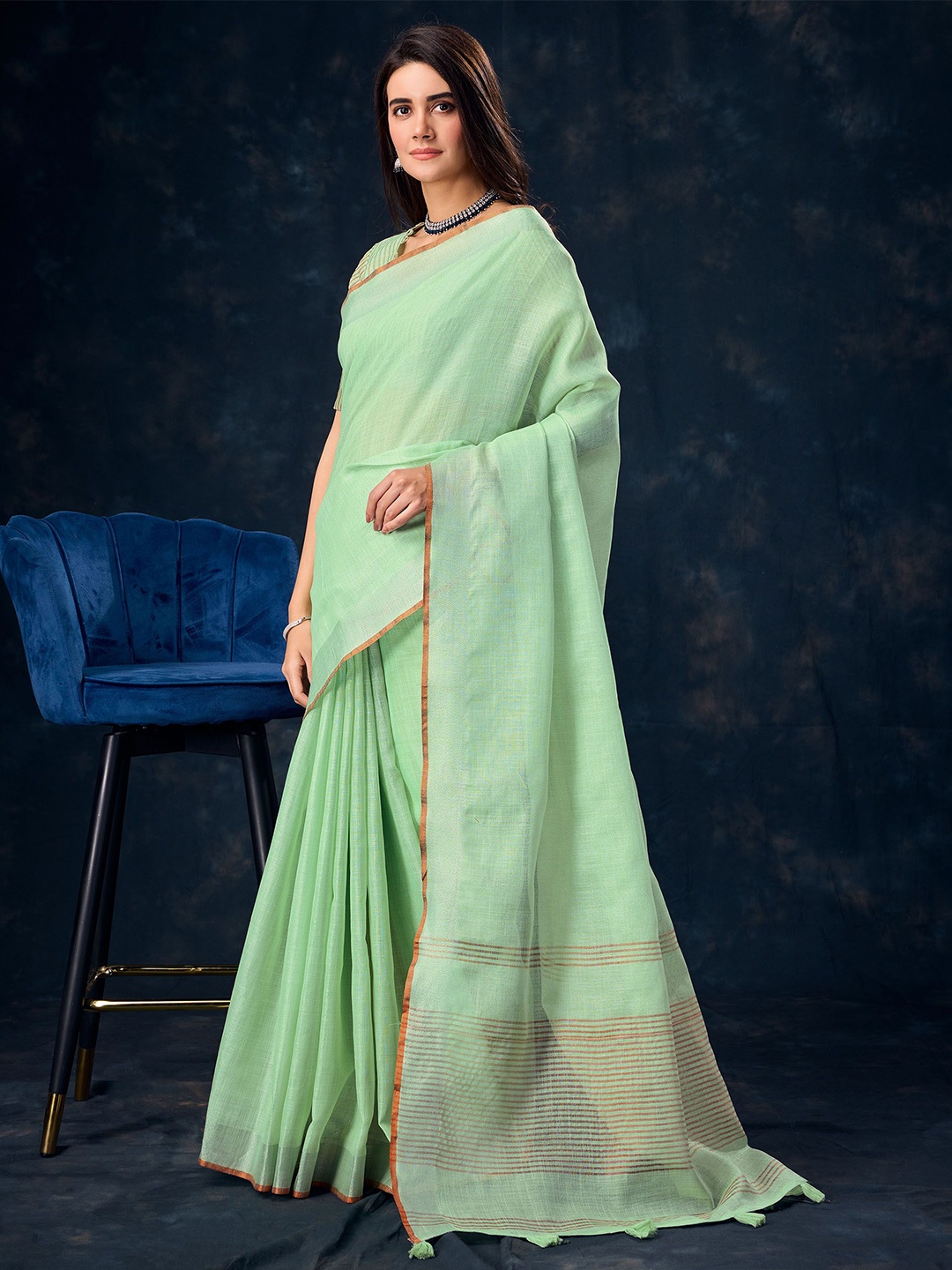 

Mitera Solid saree, Sea green