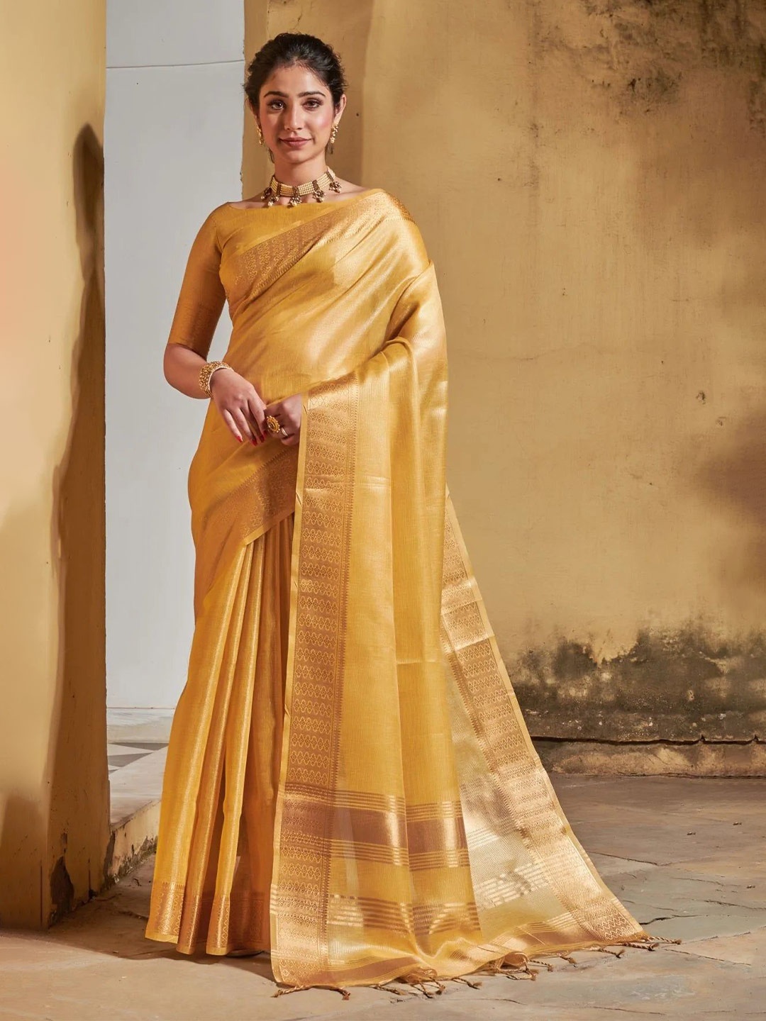 

MySilkLove Woven Design Zari Saree, Yellow