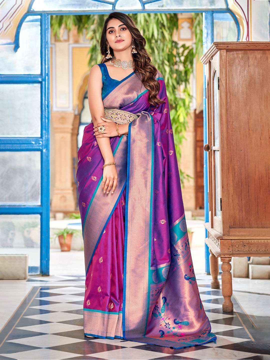 

MySilkLove Woven Design Zari Paithani Saree, Purple