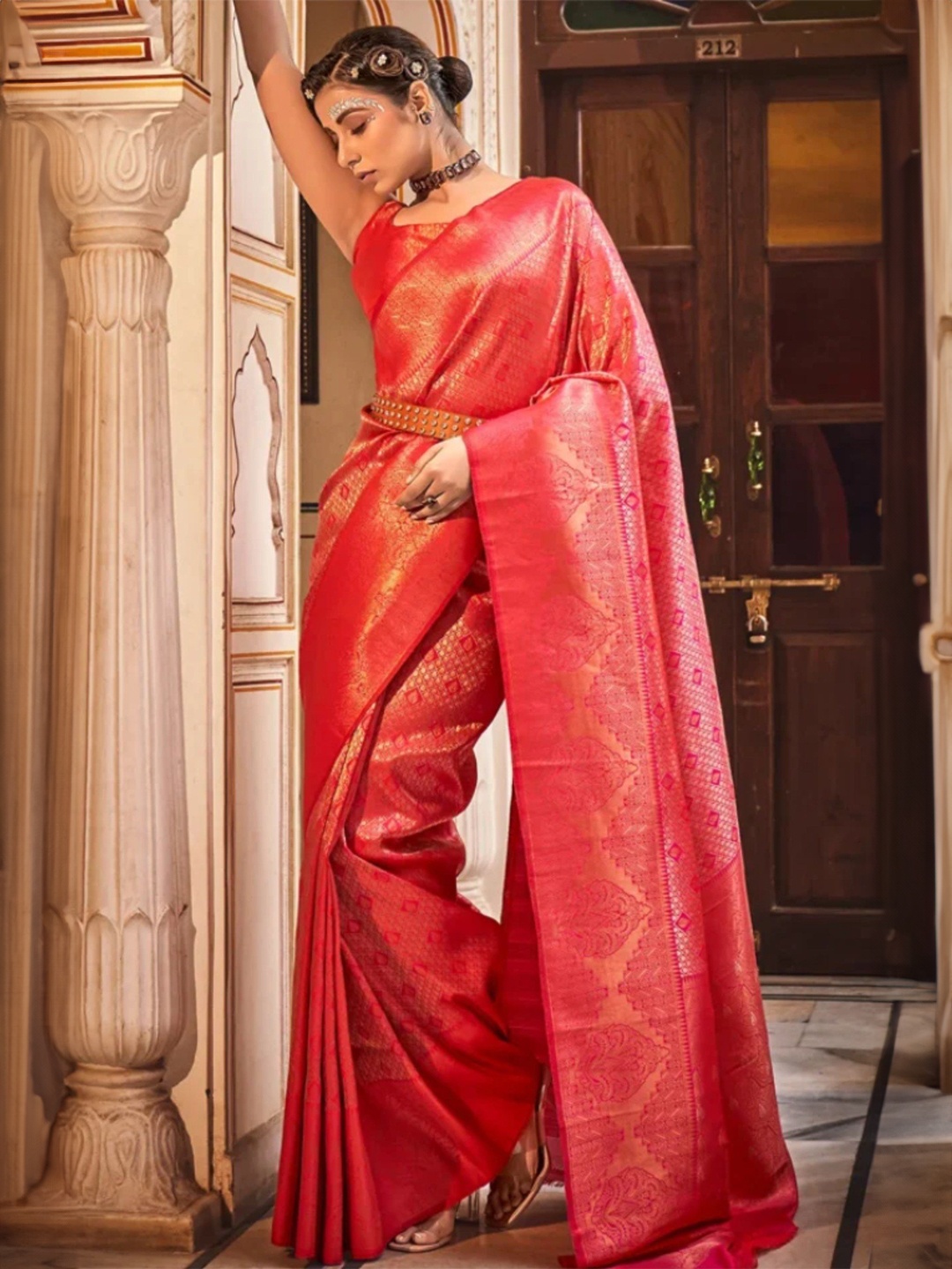 

MySilkLove Woven Design Zari Kanjeevaram Saree, Red