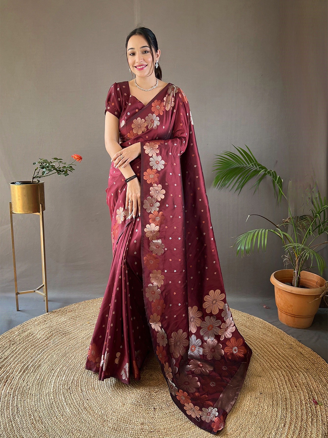 

MySilkLove Woven Design Zari Saree, Maroon