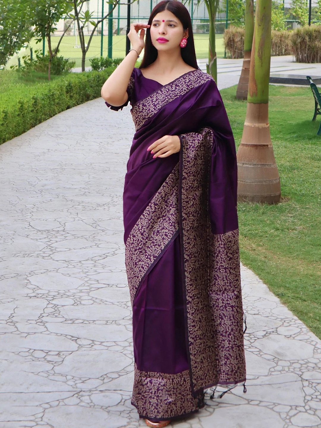 

MySilkLove Saree, Purple