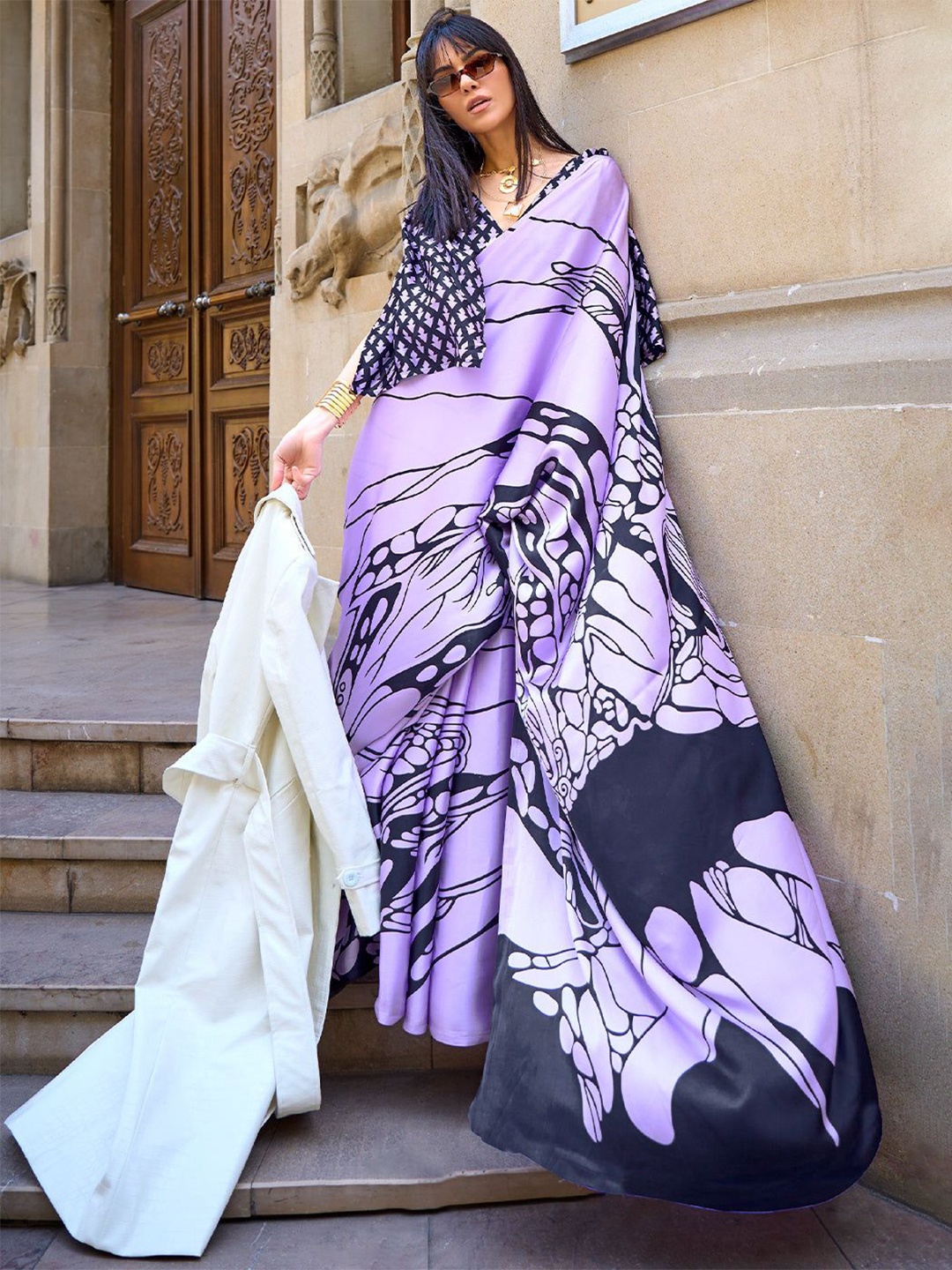 

MySilkLove Satin Saree, Purple