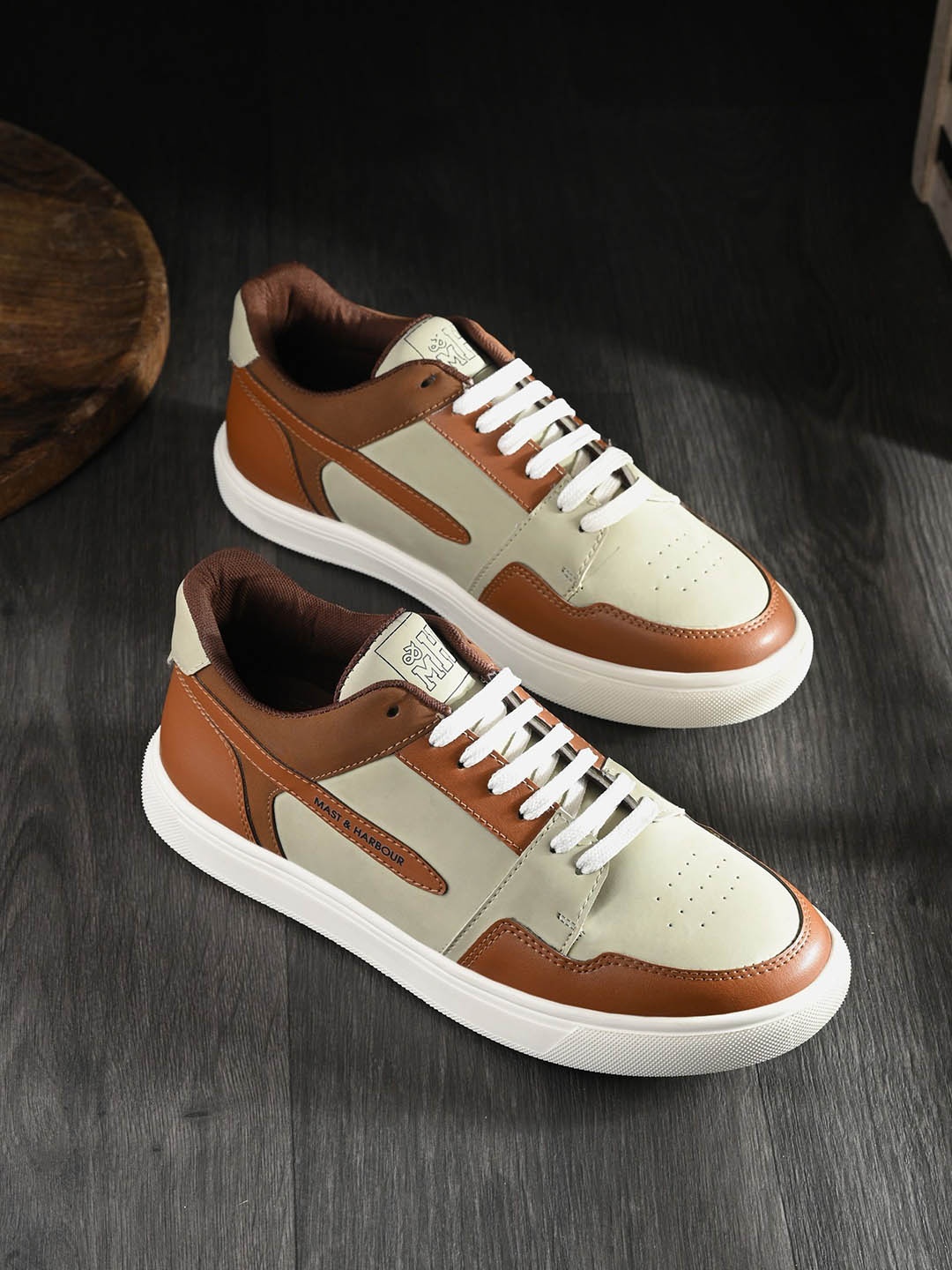 

Mast & Harbour Men Colourblocked Sneakers, Beige