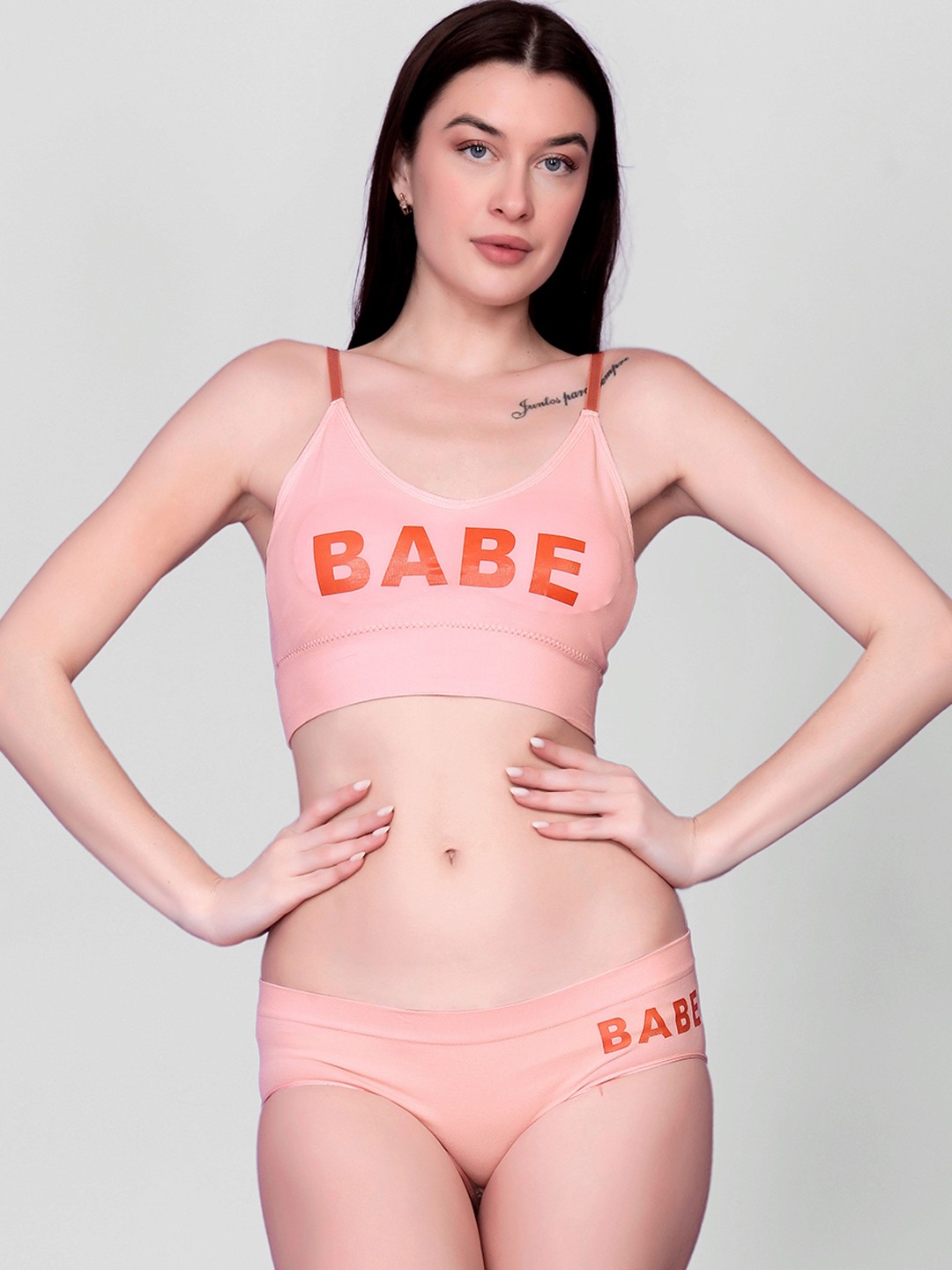 

Spiaty Printed Lightly Padded Lingerie Set, Pink