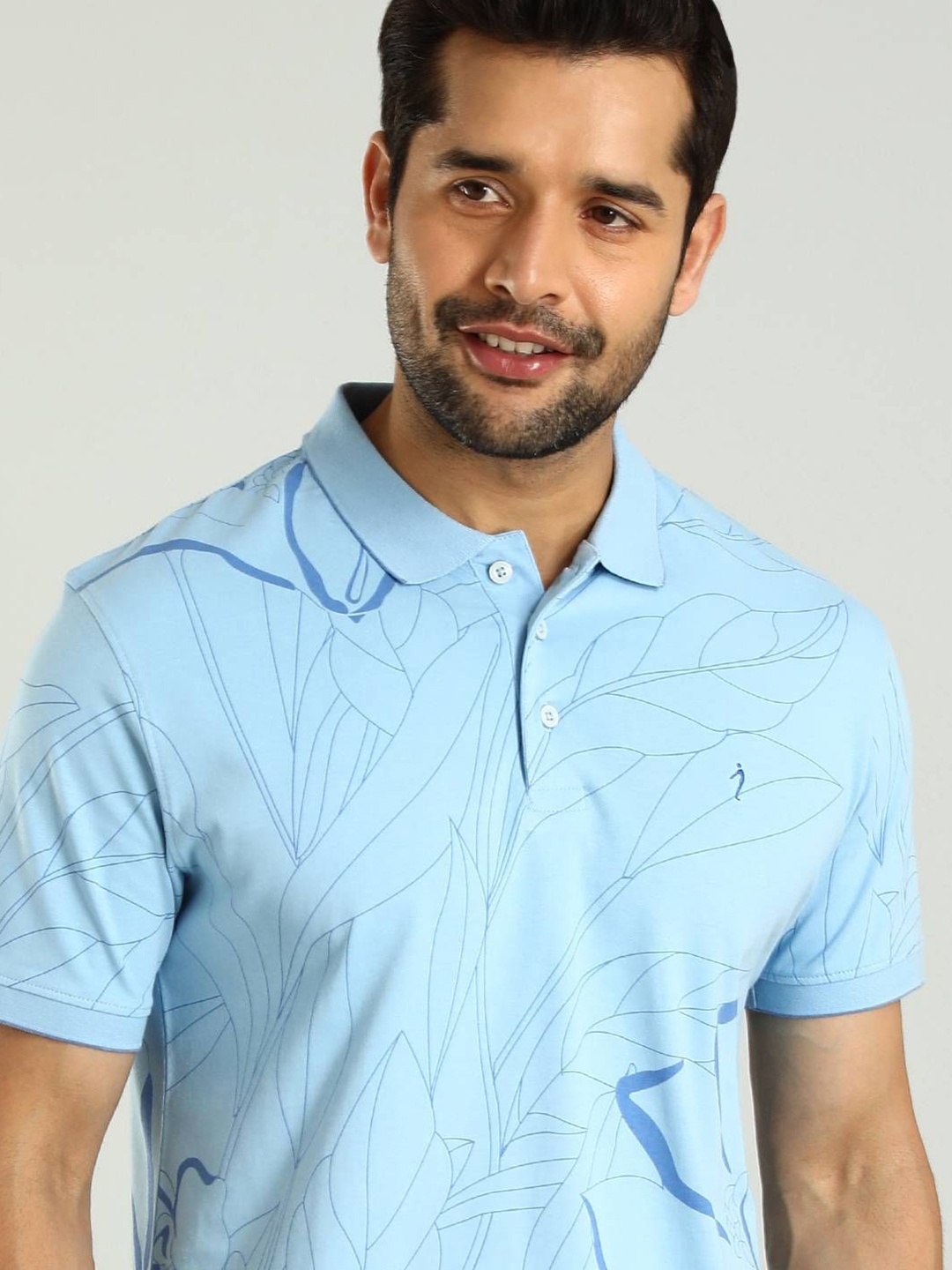 

Indian Terrain Men Printed Polo Collar T-shirt, Blue