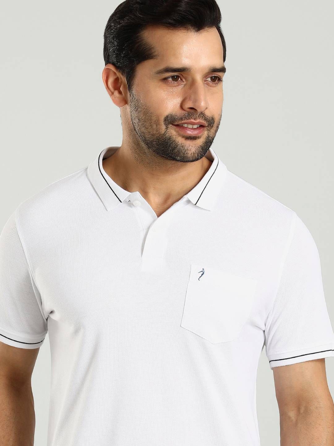 

Indian Terrain Men Brand Logo Polo Collar Pockets T-shirt, White