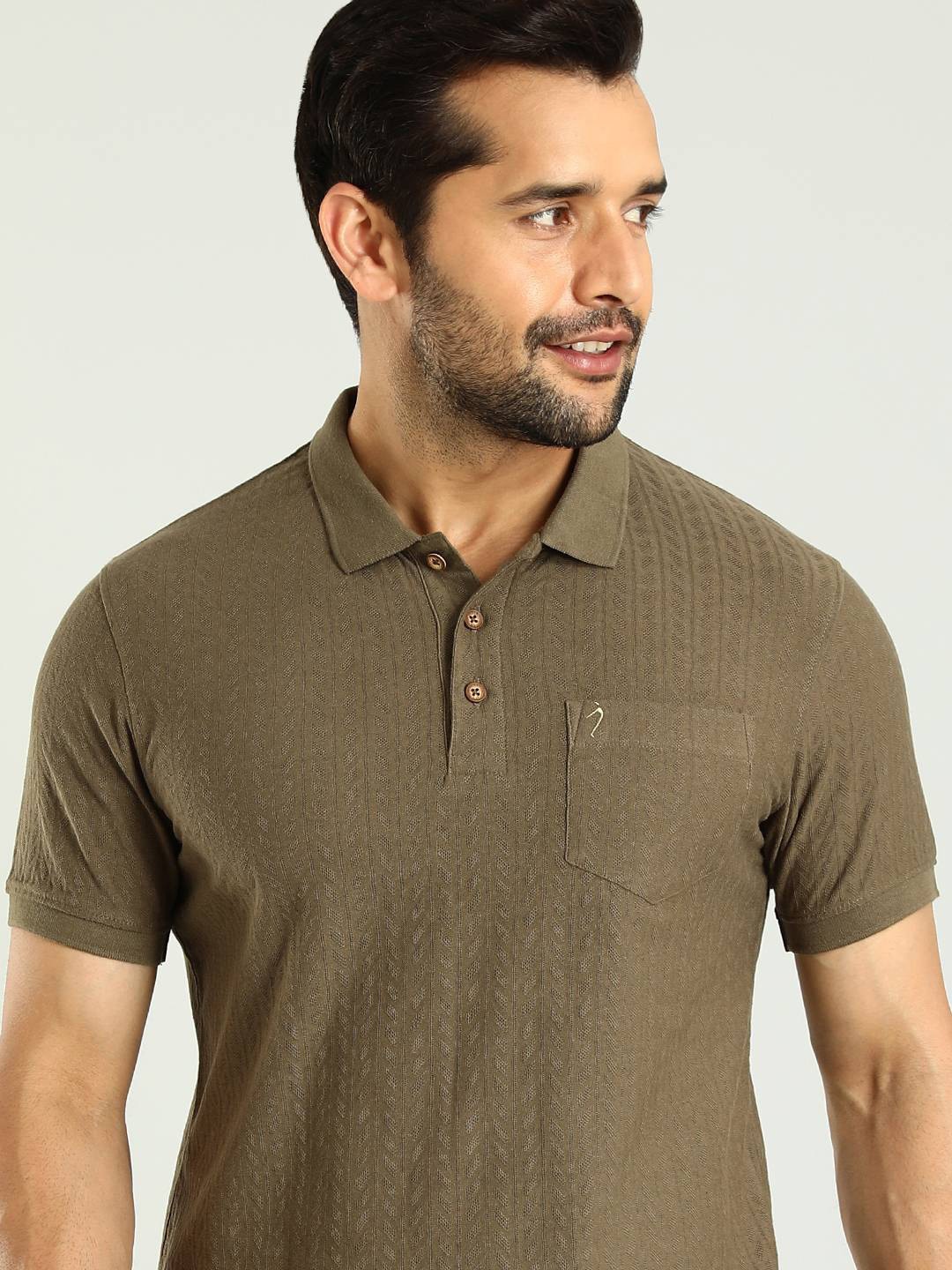 

Indian Terrain Men Polo Collar Pockets T-shirt, Olive
