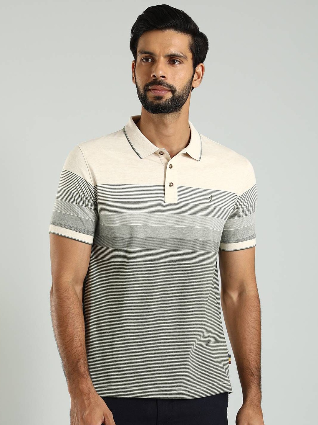 

Indian Terrain Men Striped Polo Collar T-shirt, Green