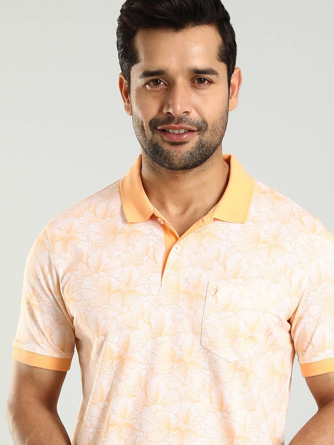 

Indian Terrain Floral Printed Polo Collar Cotton T-shirt, Yellow