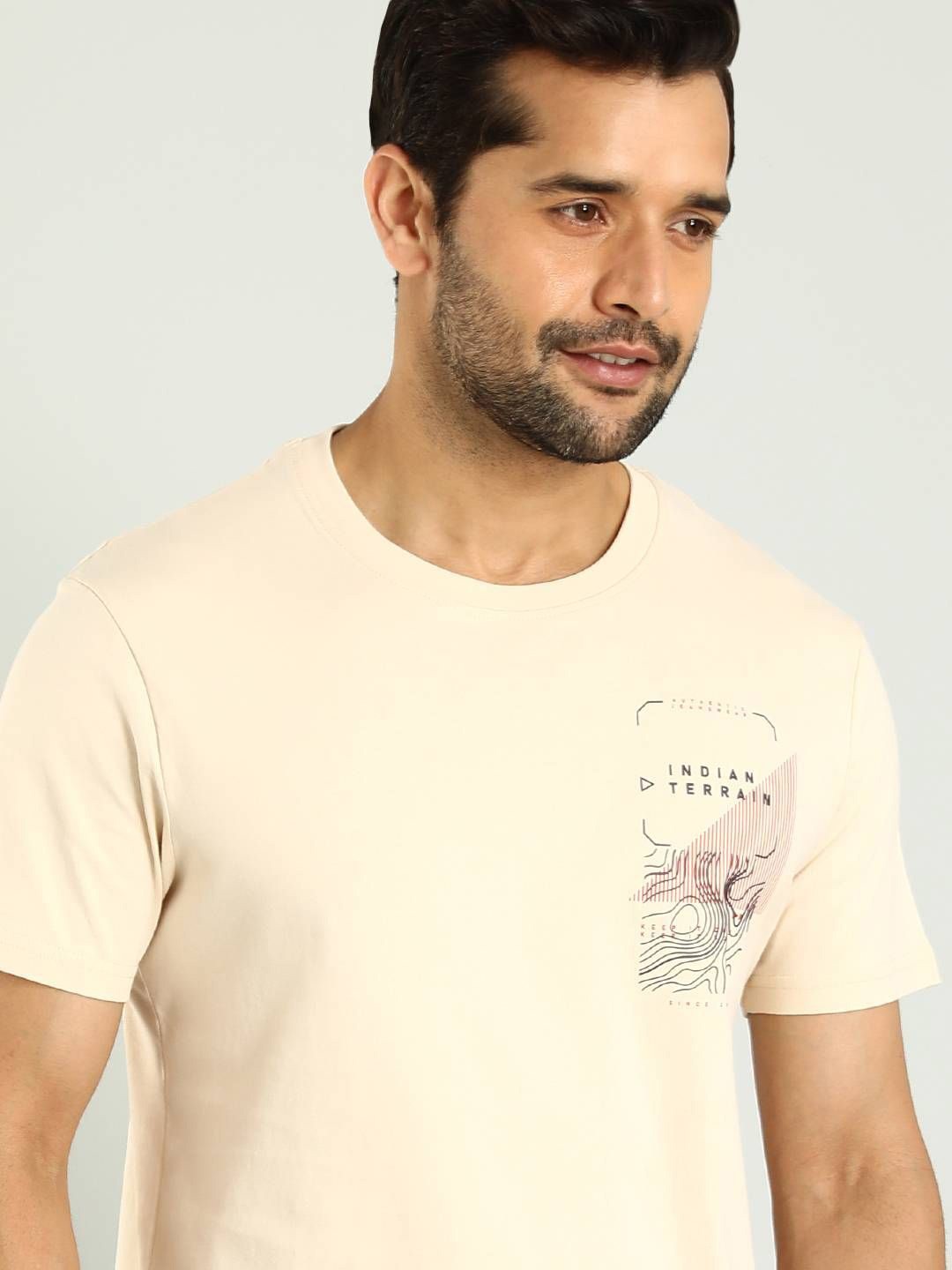 

Indian Terrain Men V-Neck Raw Edge T-shirt, White