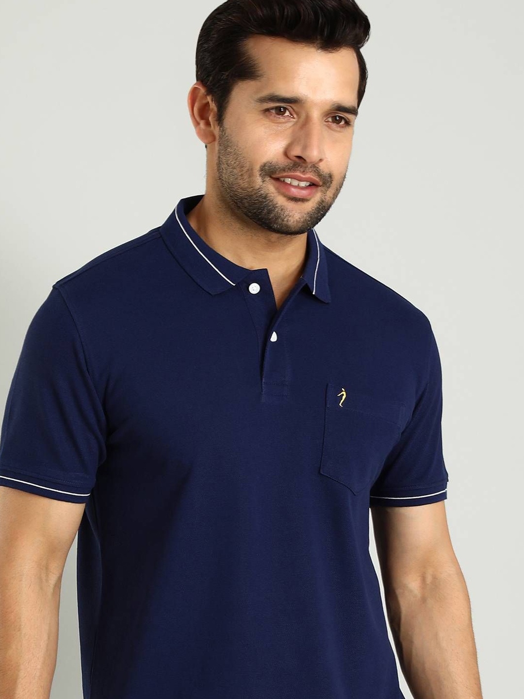 

Indian Terrain Men Solid Polo Collar Pockets T-shirt, Navy blue