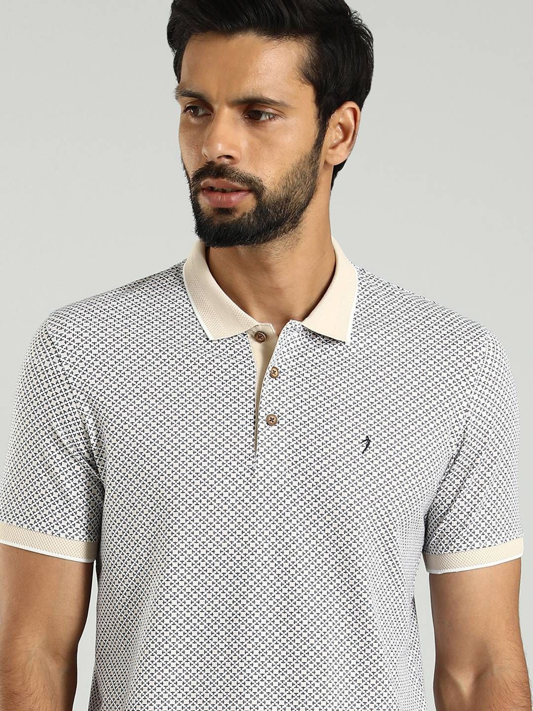 

Indian Terrain Men Printed Polo Collar T-shirt, Beige