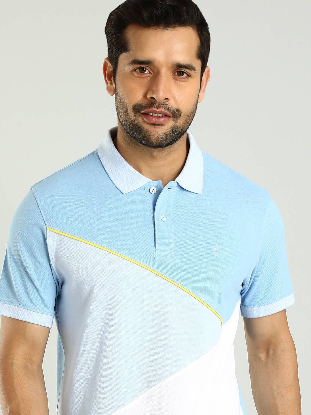 

Indian Terrain Men Colourblocked Polo Collar T-shirt, Blue