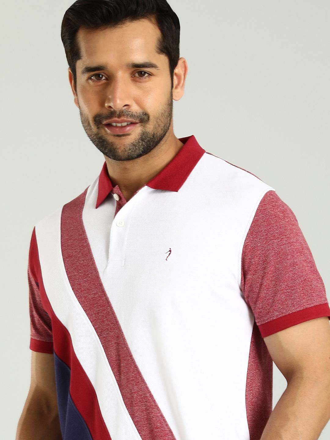 

Indian Terrain Colourblocked Polo Collar T-shirt, Red