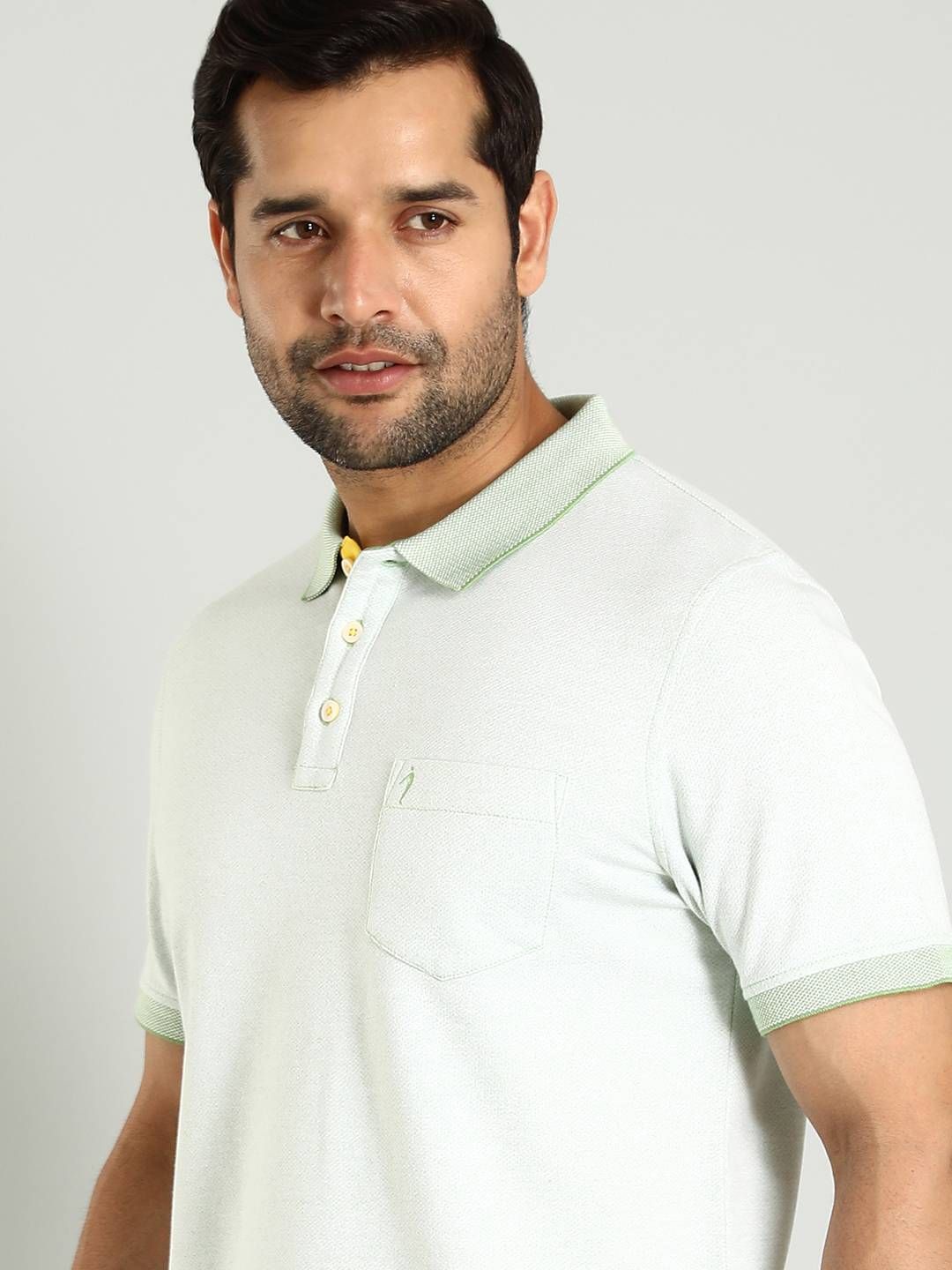 

Indian Terrain Men Polo Collar Pockets Cotton T-shirt, Green