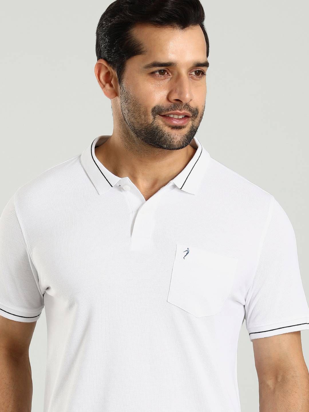 

Indian Terrain Men Solid Polo Collar Pockets T-shirt, White