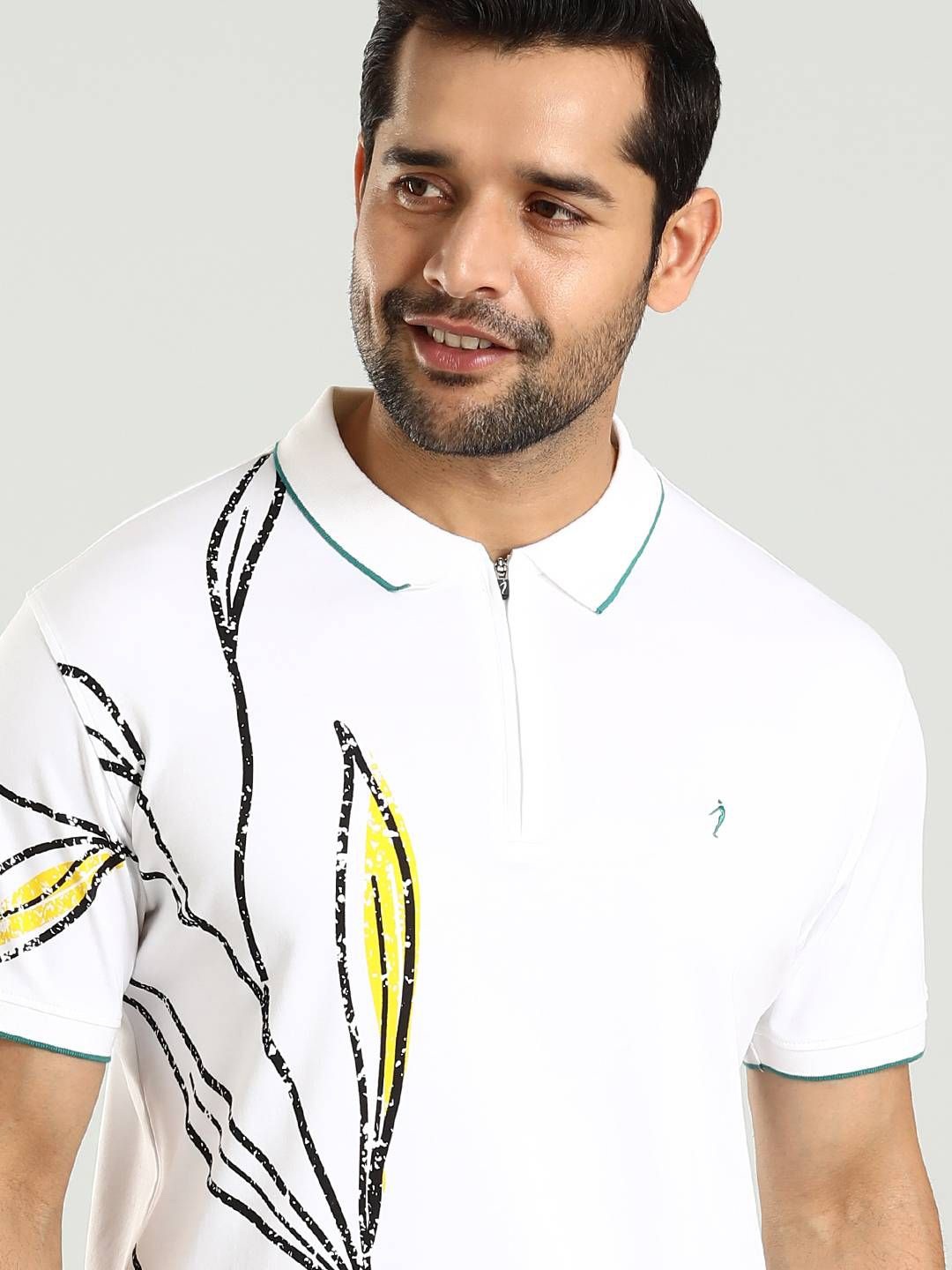 

Indian Terrain Men Printed Polo Collar T-shirt, White