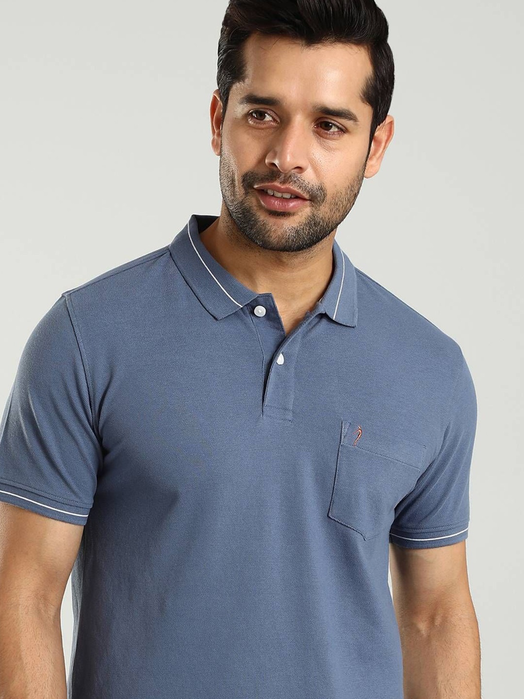 

Indian Terrain Men Solid Polo Collar Pockets T-shirt, Blue