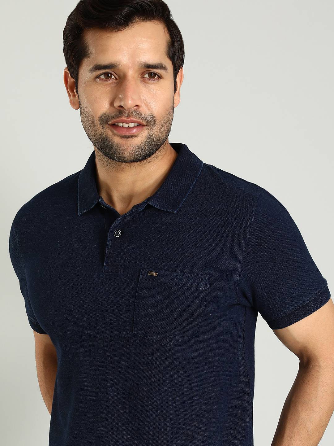 

Indian Terrain Men Polo Collar Pockets Cotton T-shirt, Blue