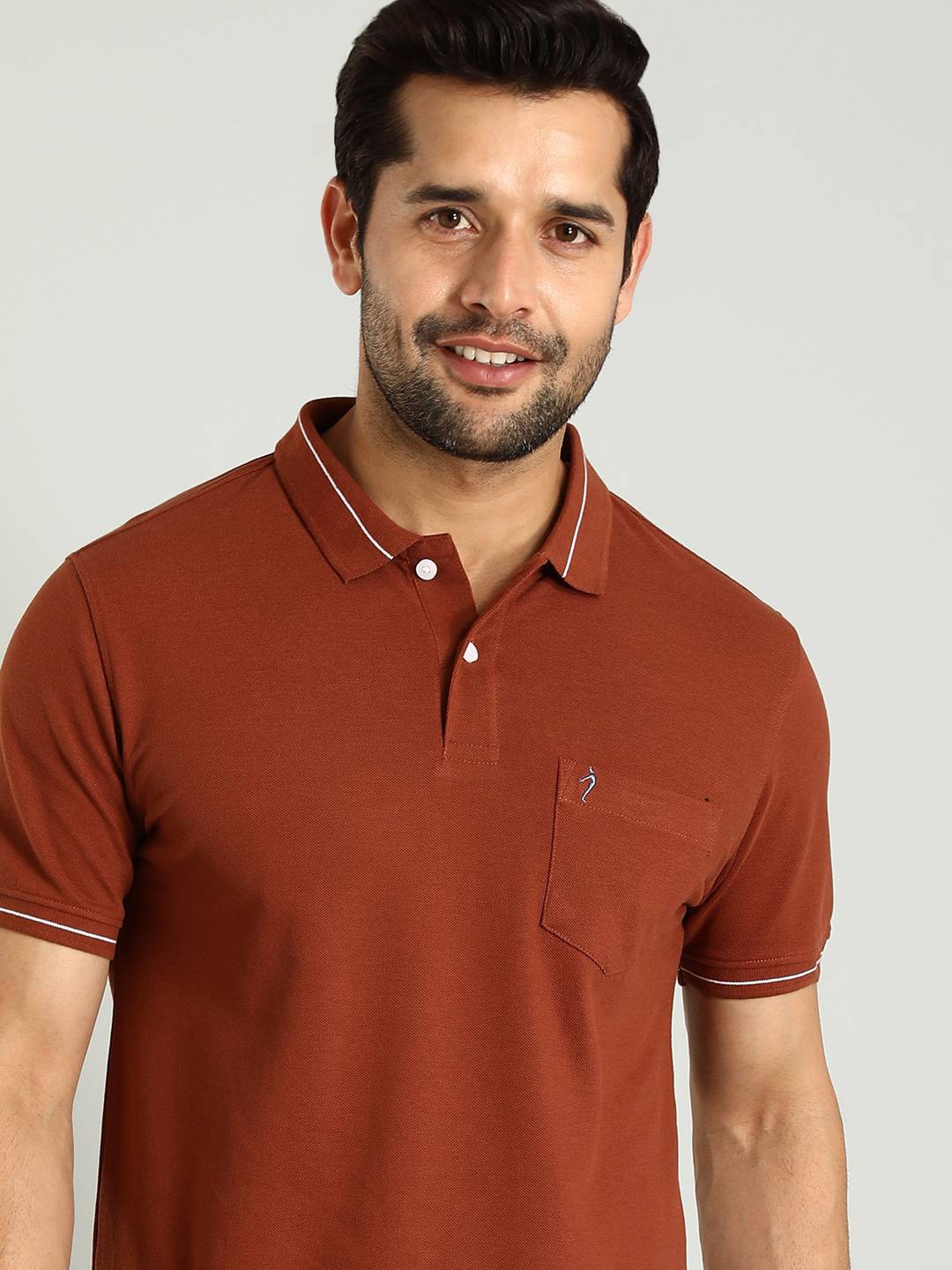 

Indian Terrain Men Polo Collar Pockets T-shirt, Brown