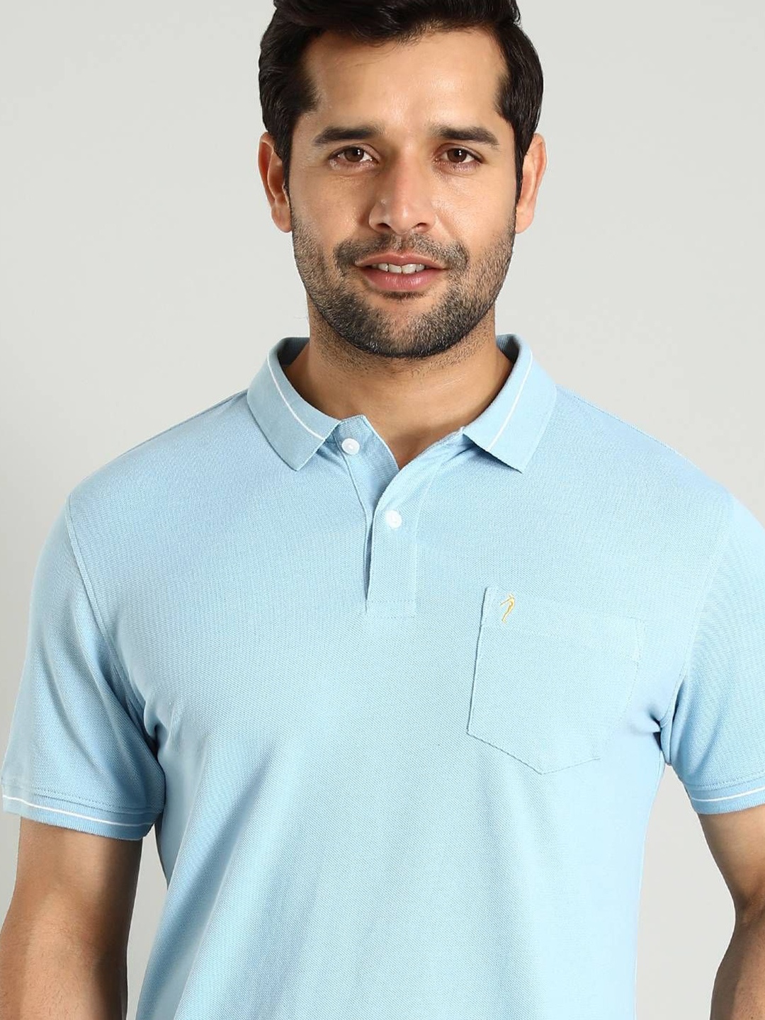 

Indian Terrain Men Solid Polo Collar Pockets T-shirt, Blue