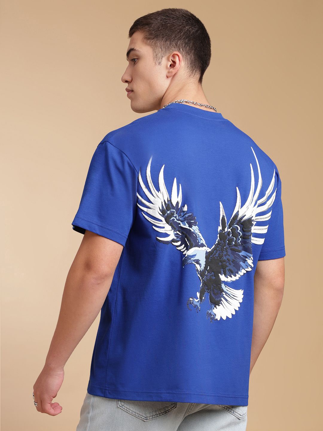 

H&M Cotton 3D Graphic Printed T-Shirt, Blue