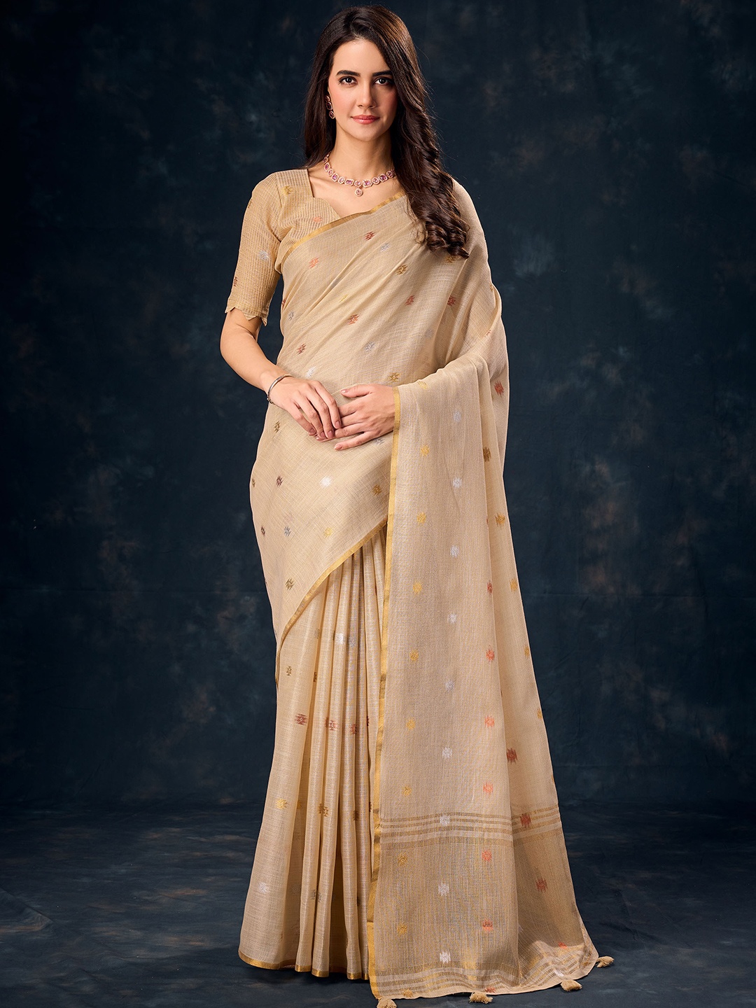 

Mitera Woven Design Zari Saree, Beige