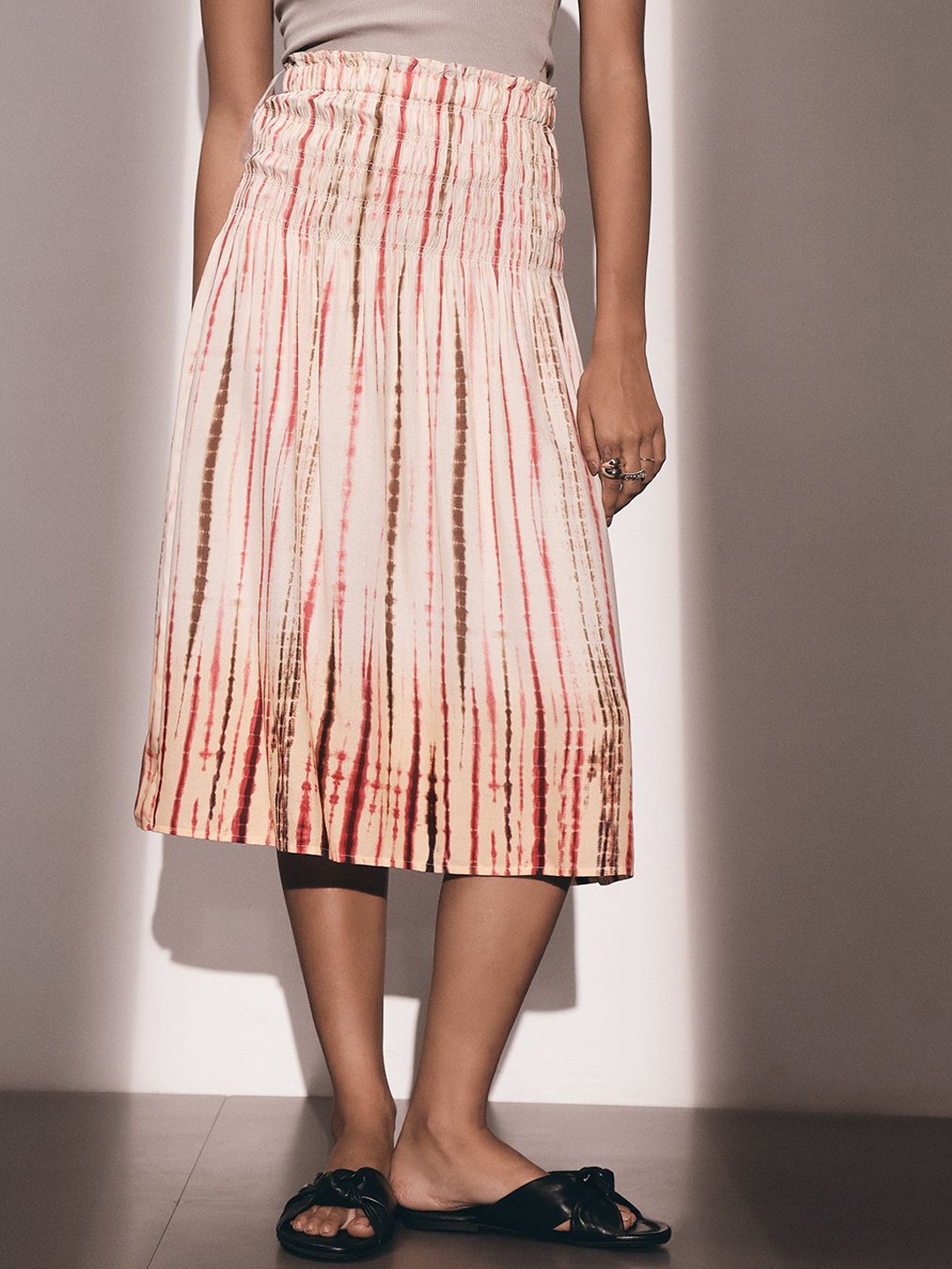 

H&M Printed Ruching Skirt, Beige