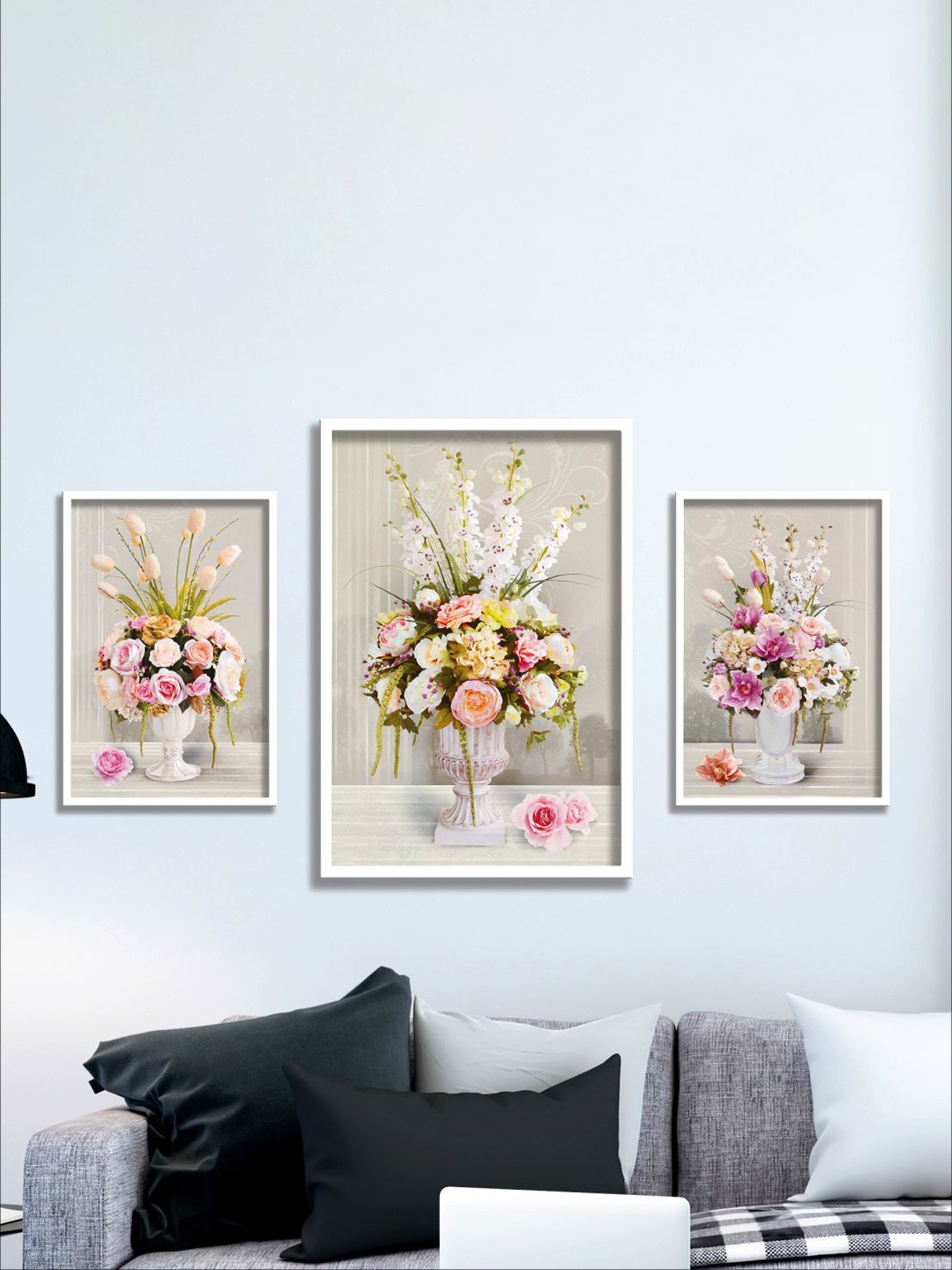 

Aura White & Pink 3 Pieces Floral And Botanical Wall Arts