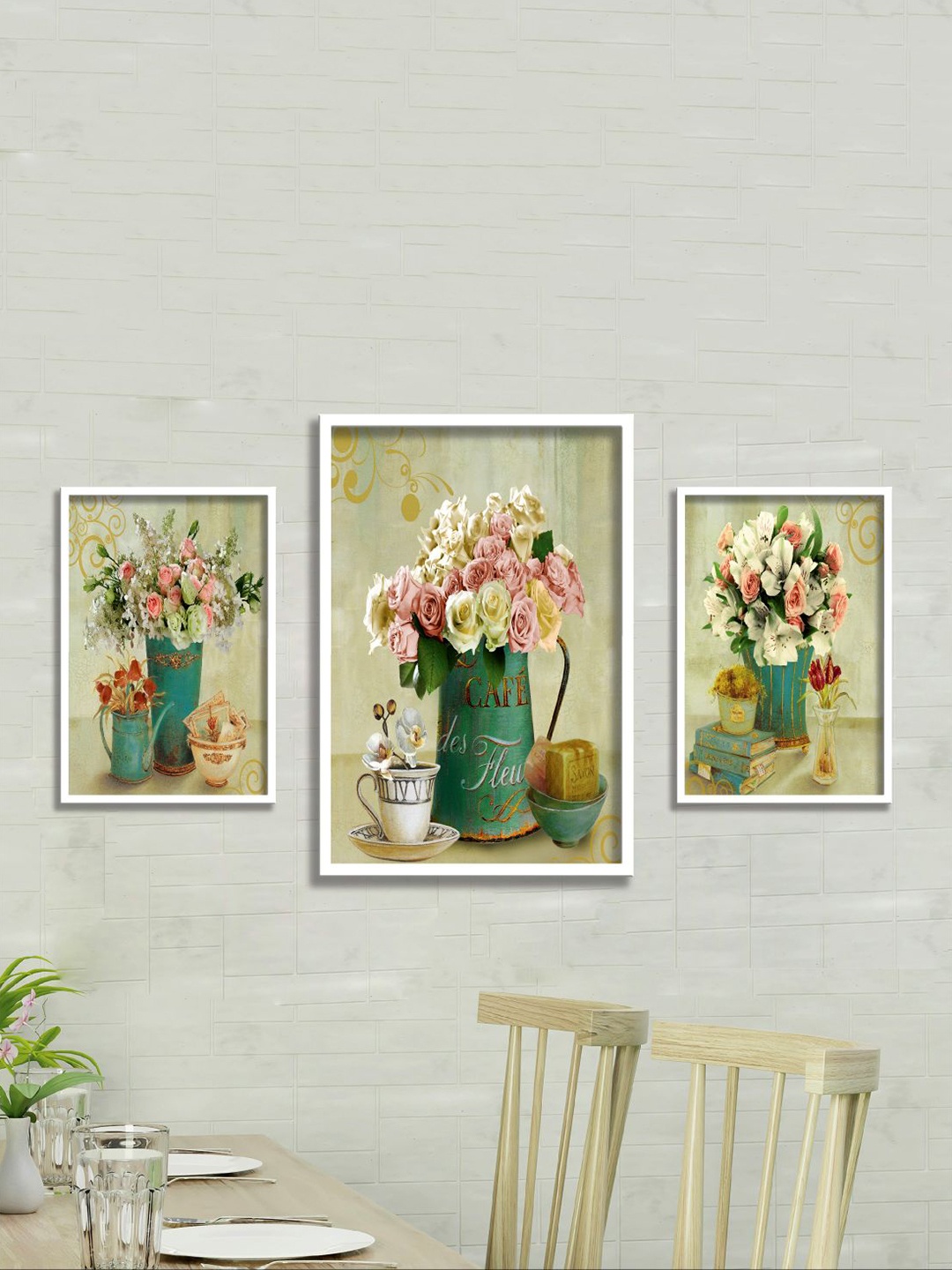 

Aura Green & Pink 3 Pieces Floral And Botanical Wall Arts
